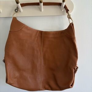 Dooney & Bourke Hobo Shoulder Bag – Natural Tan Pebble Leather, Pink Lining